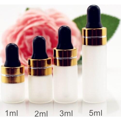 100pcs/lot Frosted Glass Perfume Essential Oil Bottles 1ml 2ml 3ml 5ml Glass Vials With Pipette Dropper for Cosmetic