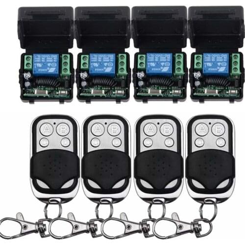 12V 1CH 10A Wireless Remote Control Switch System 4 Transmitter & 4 Receiver Relay Smart House