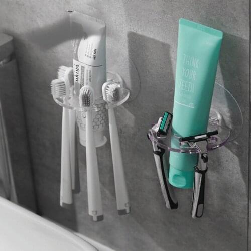 2PCS/Lot Wall Mount Toothbrush Organizer Shaver Toothpaste Holder Storage Rack Holder Kitchen Bathroom Shelves Accessories