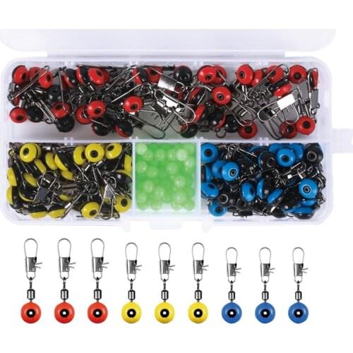 200Pcs Fishing Lures Kit Fishing Line Beads Mixed Color Fishing Beads with Connector Swivel Fishing Accessories