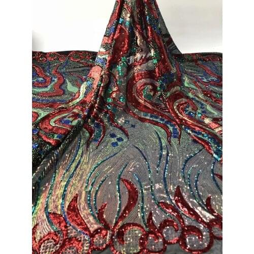 2020 African Tulle Lace Fabric High Quality Nigerian Sequins Ghana Lace Stretch Net Lace Fabric For Woman Evening Party Dress