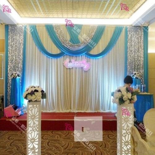 3m*6m Fabric Ice Silk Drape Curtain Wedding Backdrop Decoration with Swag Party Stage Celebration Favors 20ft (w) x 10ft (h)