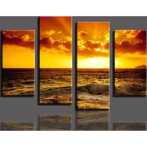 2016 Fallout Free Shopping Golden Sea 4 Panels/set Hd Canvas Print Painting Artwork, Hot Sell Modern Decorative Of Living Room