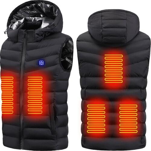 5 Areas Heated Vest With Hood Men/Women Usb Heated Jacket Heating Vest Thermal Clothing Hunting Vest Winter Heating Jacket M-3XL