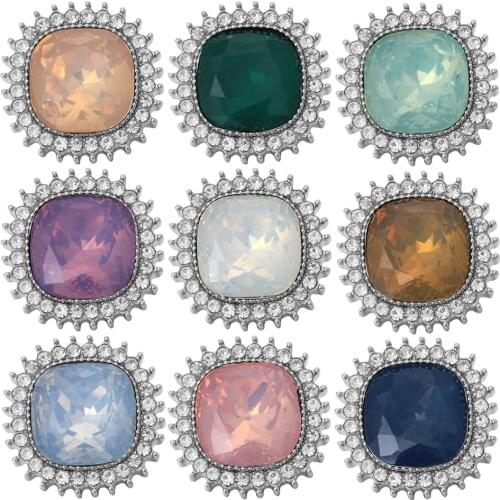 5pcs/lot New Mixed Colorful Snap Button Jewelry Rhinestone Crystal Flower Snap Button for 18MM Snap Bracelet Love Jewelry