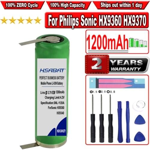 HSABAT 1200mAh Battery for Philips Sonic HX9360 HX9370 HX6321 HX6312 HX6930 HX6942 HX6710 HX6730 HX9340 electric toothbrush