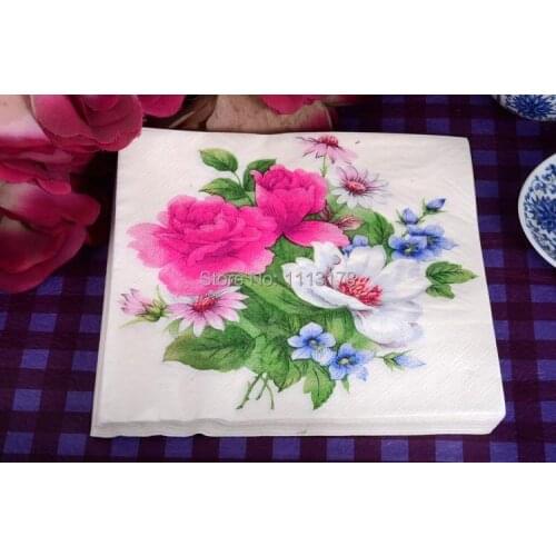 3 packs 60pcs Color printing Wedding party napkins Color Napkin Paper 60% Virgin Wood napkin free shipping