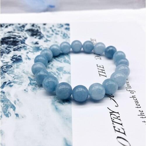 4/6/8/10/12mm Natural Stone Aquamarin Agat Bead Bracelet Vintage Charm Round Chain Beads Jewelry For Women Friend Gift