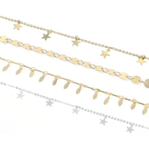 1 Meter Star Leaves Charms Chains Copper Brass Chains For DIY Choker Necklace Bracelet Anklet Jewelry Making Supplies