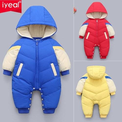 IYEAL Baby Boy Winter Clothes Duck Down Coats Hooded Newborn Boy Girl Romper Kid Jumpsuit Overalls Toddler Outerwear Snowsuits