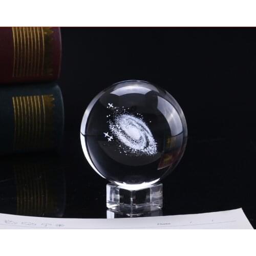 6/8cm Diameter Globe Galaxy Miniatures Crystal Ball 3D Laser Engraved Quartz Glass Ball Sphere Home Decoration Accessories Gifts