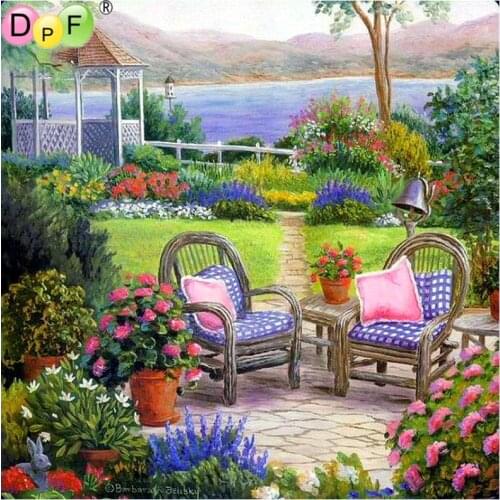 DPF Diamond Embroidery lake garden Diamond Painting Cross Stitch Picture Of Rhinestones Full Square Diamond Mosaic home de