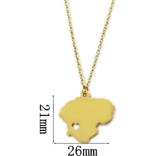 European and American simple personality titanium steel Lithuanian map necklace pendant female popular versatile heart pendant