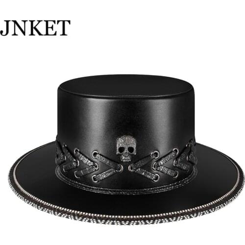 JNKET Punk New Flat Top Big Brim Magic Hat Gentleman Hat Lady Cap Wide Hat Party Hat Props Masquerade Cap