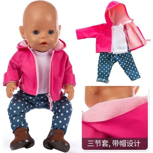 Baby New Born Doll Clothes Accessories Fit 18 inch 43cm Red black pink Blue Doll leather For Doll Birthday Festival Gift