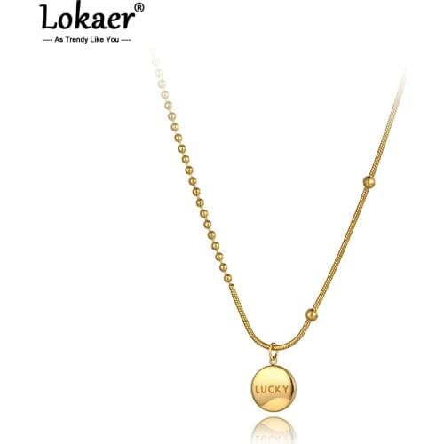 Lokaer Original Design Fashion Lucky Charm Pendant Necklace For Women Titanium Stainless Steel Bohemia Party Necklace N20138