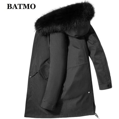 BATMO 2020 new arrival winter natural raccoon fur hooded jackets men,warm parkas men,size M-4XL