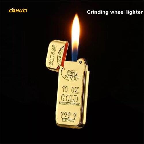 Creative Lighter Butane Gas Lighters Bullion Shape Novelty lighter without Fuel Grinding wheel Lighter Cigarette Accessories