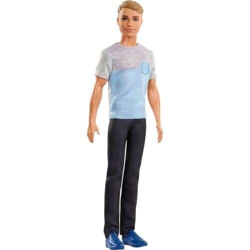 Original Barbie GHR61 Barbie Travelling Ken Doll 30 cm Barbie Doll Grey and Navy Blue T-Shirt Black Pants For Kids Boys Home