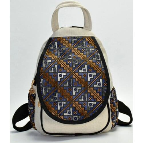 Original new cotton backpack literary yi stripe national contracted wind restoring ancient ways small backpack