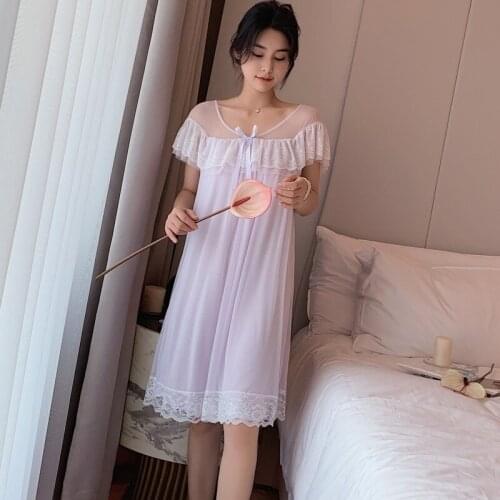 New Sexy Sleepwear Girl Summer Net Yarn Court Restore Ancient Ways Lovely Girl Lace Princess Nightgown Can Be Worn Outside