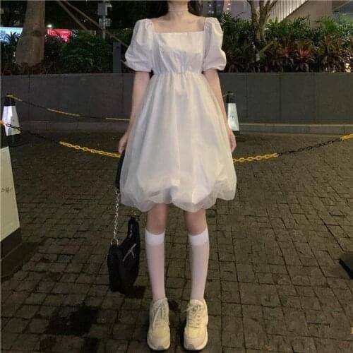 French Sweet Girl Gothic Lolita Vintage Elegant Fairy Ball Gown Dress Sexy Maid Woman Mesh Lace Slim Square Collar Mini Dress
