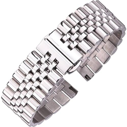 Stainless Steel Watchbands Silver Polished 16 18 19 20 21 22mm Metal Watch Bracelet Strap Accessories