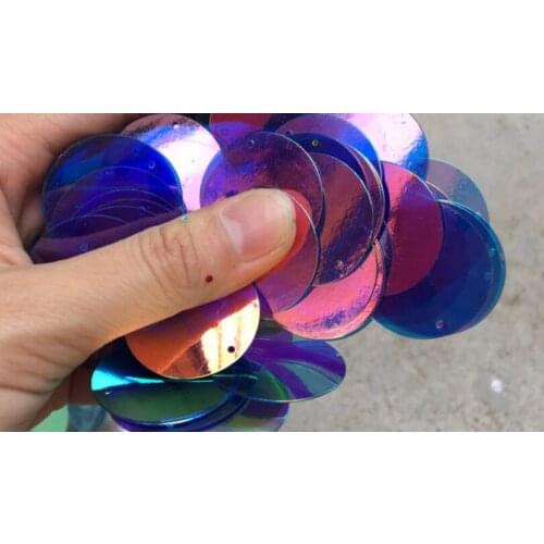 Sewing supplies 30mm circular single hole Blue round sequins Gold sparkle blue transparent pearl piece garment accessories
