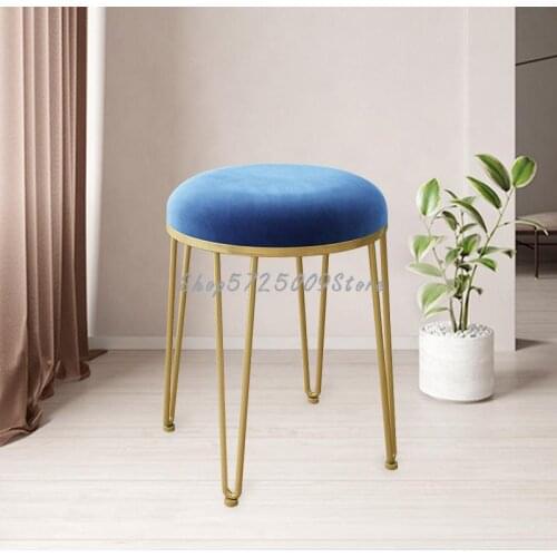 Nordic makeup stool modern minimalist net red ins dressing table chair bedroom home light luxury golden iron round stool