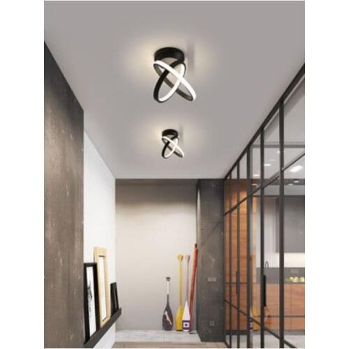 Contemporary double round black white aluminum LED ceiling lamp Nordic living room bedroom kitchen loft ceiling lamp