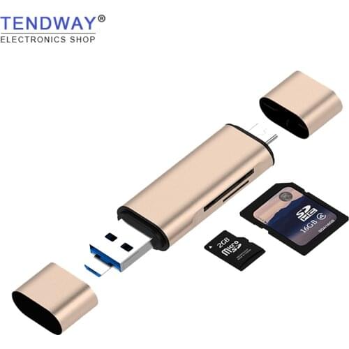 Tendway 5-in-1 Type C OTG SD Card Reader With USB Female Interface For PC USB 3.0 TF Memory Card Reader Adapter Computer