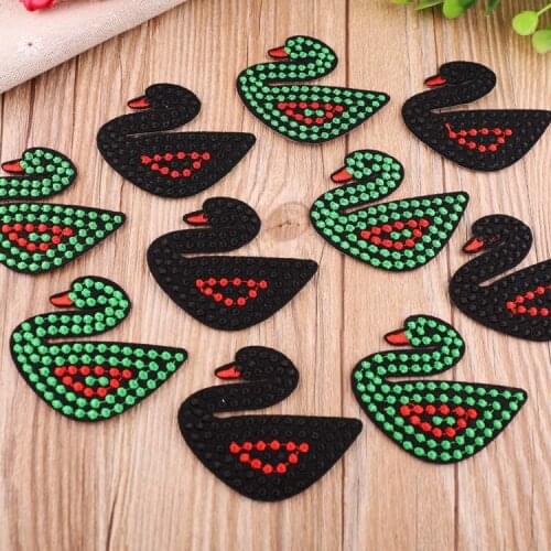 Cloth computer embroidery badge fashion DIY black green swan clothes decoration patch stickers