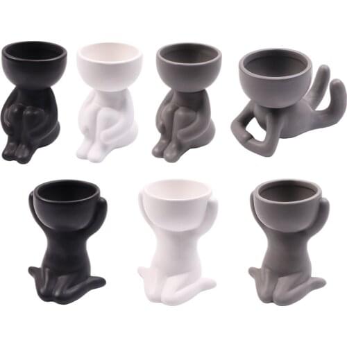 Human Body Vase, Flower Statue Ceramic Decoration, Creative Desktop Crafts, Home Decoration, for Wine Cellar, Bookcase