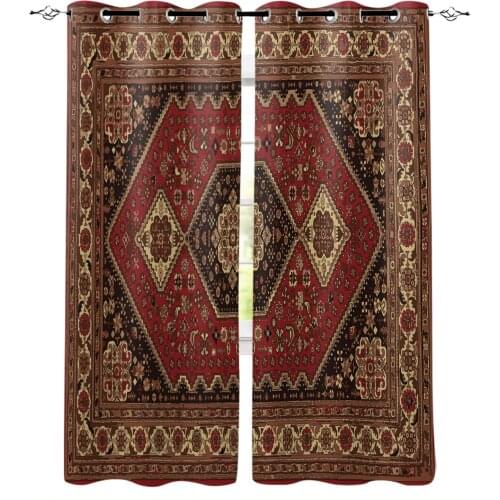 Living Room Curtains Pattern Symbol Retro Blackout Curtain for Bedroom Bay Window Decorative Shading Cloth