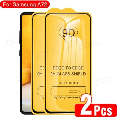 2PCS 6.7" Full Cover Glue Protective Glass For Samsung Galaxy A72 Screen protector samsun a72 a 72 Tempered Glasses Phone Films