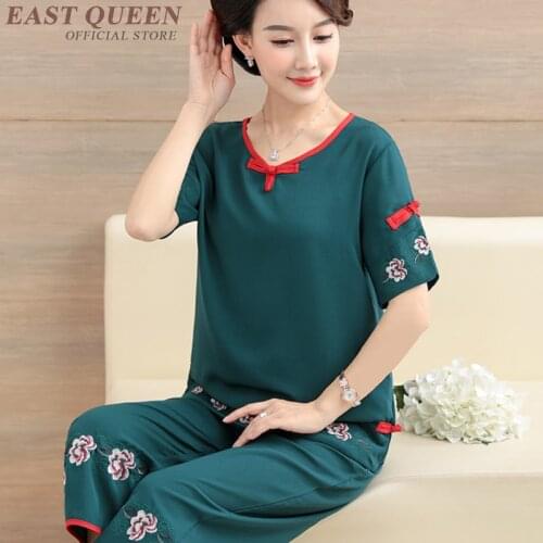 Grandma clothes gift older women clothing Middle aged women two piece set 2019 pant suits FF999