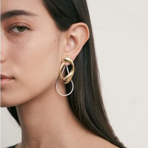 TIMEONLY Delicate Waterdrop Metal Bling Bling Rhinestones Dangle Earrings for Women Ladies Hollow Earring Fashion Jewellery