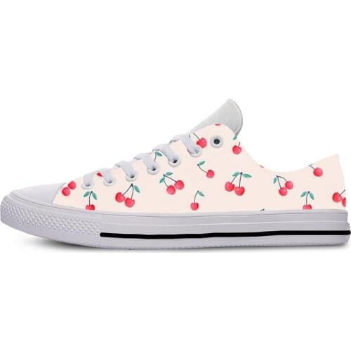 Cherry pattern Cartoon Cute Funny Fashion Casual Cloth Shoes Low Top Lightweight Breathable 3D Print Girl Female women Sneakers