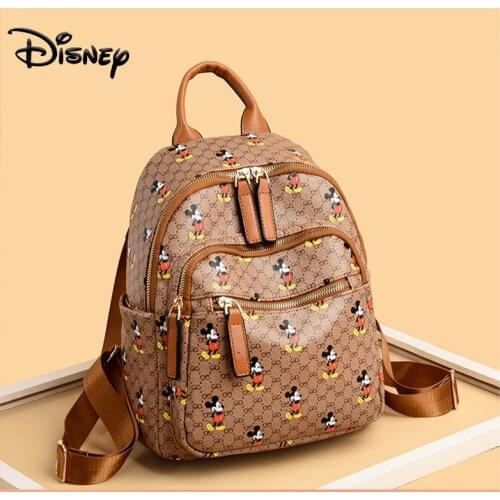 Disney Mickey Womens Nappy Bag Backpack PU Leather Travel Shoulder Bag Backpack Girl Multifunctional Cartoon High Quality Bag