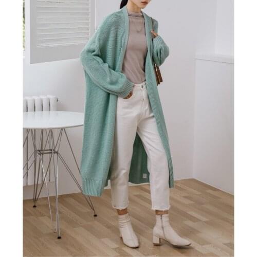 [ZAYAU]Sweater Coat Early Autumn Knitted Medium Long Cardigan Loose Lazy Style British Casual Over the Knee Thick Stick