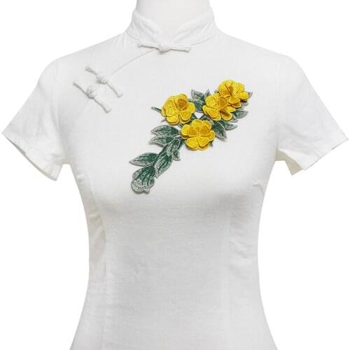 1piece 3D Embroidery Applique Yellow Flower Sew on Pacthes Lace Motif Venice Clothes Decorated Sewing Accessories