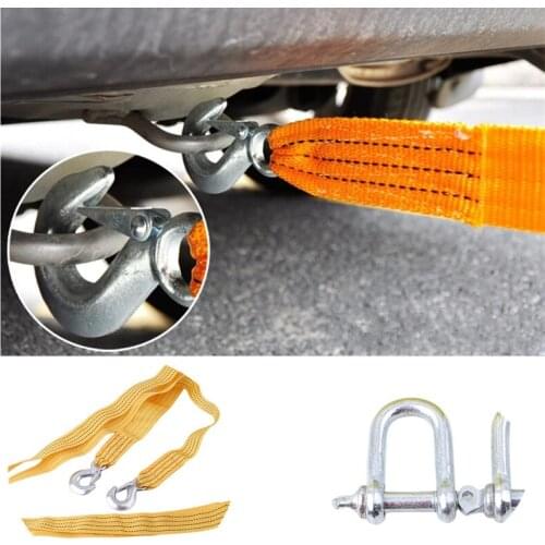 3M/4M Towing Rope Strap Cable Pull Rope Strap With U Hooks High Strength Nylon With Reflective Strap For Car Truck Trailer SUV