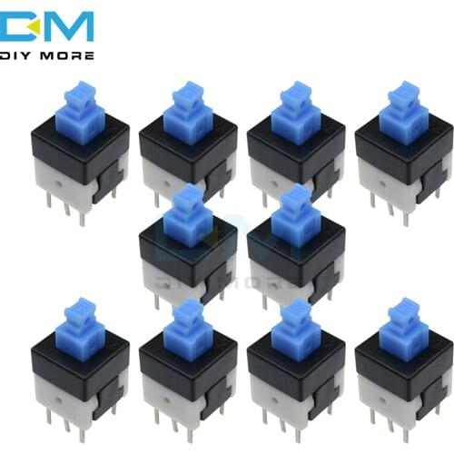 50Pcs 8X8mm Cap Self Lock Self-locking Type Square Button Switch Blue 100000 Times Service Life 8X8 mm