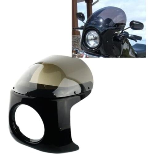 7" Universal Motorcycle Headlight Fairing Headlamp Mask Front Windshield For Harley Sportster Custom Glide Dyna Road King GN CG
