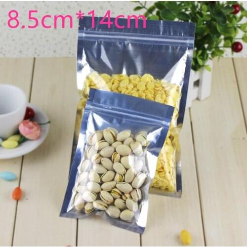 8.5cm*14cm Aluminum Foil / Clear Reclosable Valve Zipper Plastic Retail Packing Pack Bag Zip Lock Ziplock Bag Storage Package