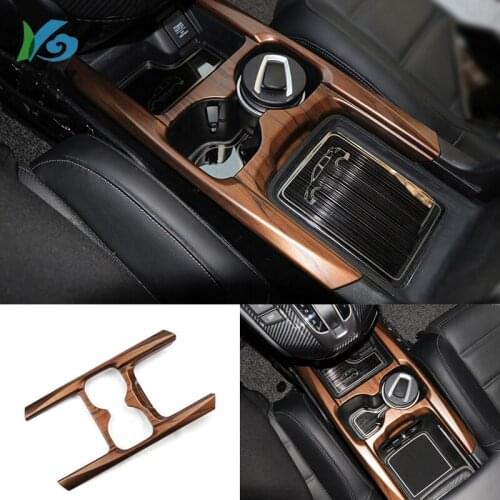 Car shape front seat cup holder frame cover trim peach wood grain suitable for Honda CRV CR V 2017 2018 2019 ABS