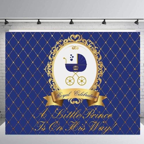 BEIPOTO Little Prince Baby Shower Photo Background Royal Blue Boy Celebration Party Banner Backdrops for Photography booth B-470
