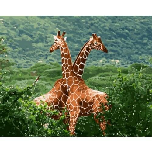 Frameless picture oil painting by numbers wall decor diy painting on canvas for home decor 4050 giraffe