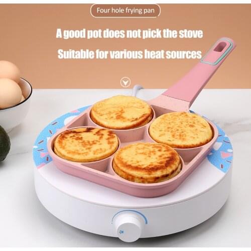 Four-hole Frying Pot Thickened Omelet Pan Non-stick Egg Pancake Ham Pan Hamburg Bread Breakfast Maker Cooking Mould Cookware