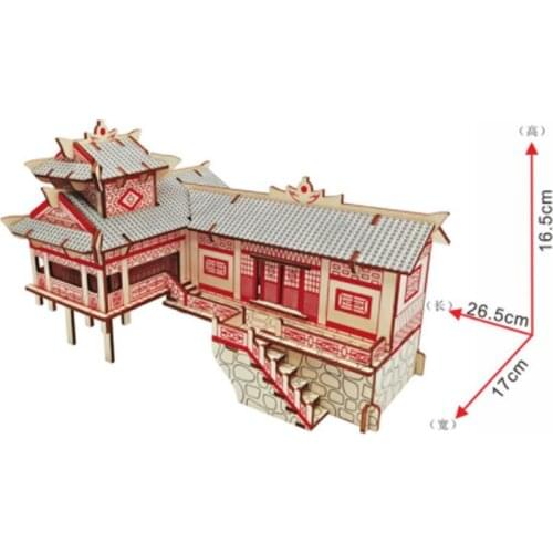 DIY Model toys 3D Wooden Puzzle-Chinese architecture Xiangxi House Wooden Kits Puzzle Game Assembling Toys Gift for Kids P31